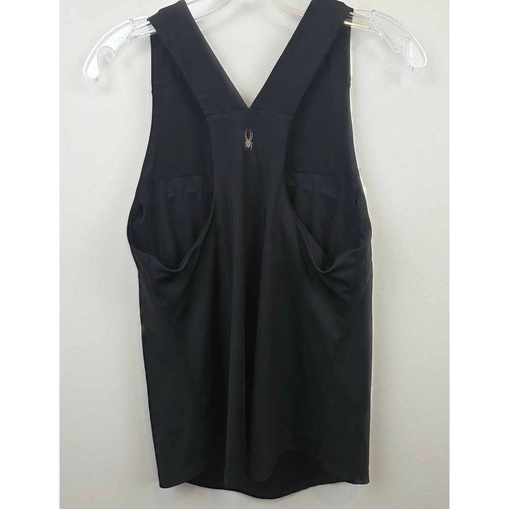 Spyder Active Womens Black Racerback Tank Top with Built-in Shelf Bra Large